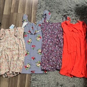 Floral and Solid Dresses Set